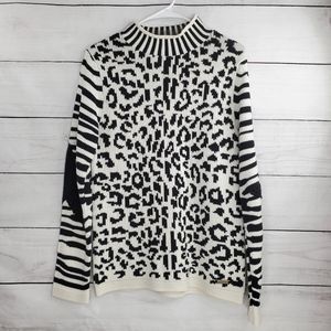 Jet Set Animal Print Star Elbow Patch Sweater